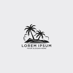 Obraz premium Palm tree silhouette icon.simple flat vector illustration white background
