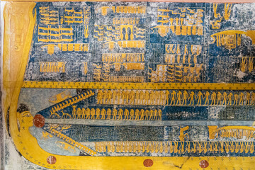 Hieroglyphs and drawings of Egyptian gods, Valley of the Kings, Ancient Egypt