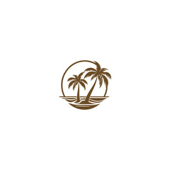 Palm tree silhouette icon.simple flat vector illustration white background