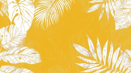 Fototapeta na wymiar botanical leaf outline and silhouette print modern yellow and white --ar 16:9 Job ID: 796d6092-036e-4ce2-92e5-a2a676a392c3