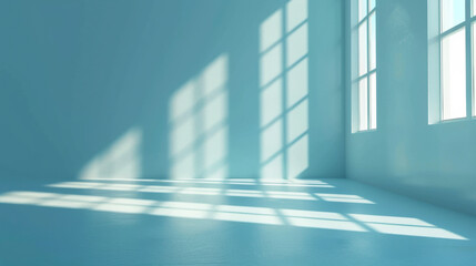 Light and Shadow on Light Blue Wall. Minimalistic Product Presentation