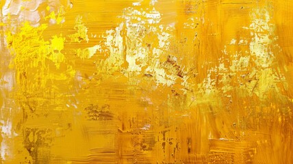 Vibrant yellow textured abstract painting - A vibrant abstract painting with bold yellow hues, presenting a lively and textured surface through broad brushstrokes - obrazy, fototapety, plakaty
