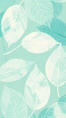 Fototapeta na wymiar botanical leaf outline and silhouette print modern mint and white --ar 9:16 Job ID: b152c938-4dab-418e-bd9e-68b0dd075163