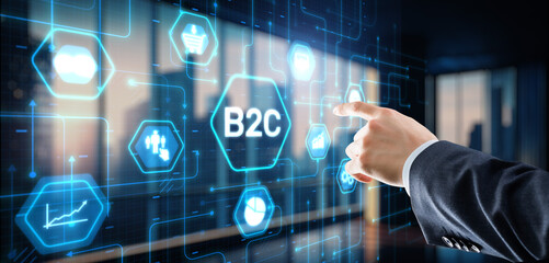 B2C business to consumer concept 2024 on virtual screen