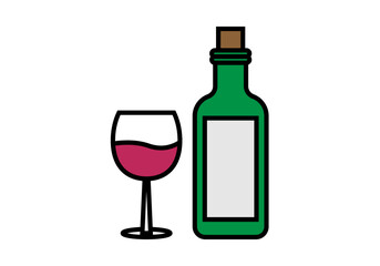 Icono de botella de vino con copa.