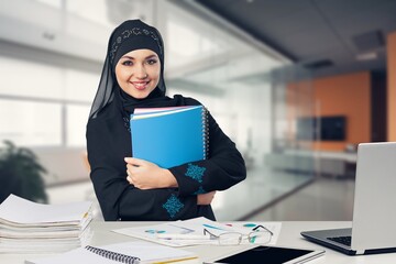 Middle-eastern arab businesswoman working in the office