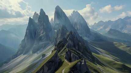 view of the mountains taken from above.AI generated image - obrazy, fototapety, plakaty