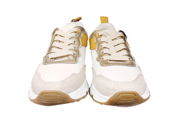 White sneakers on a white background.
