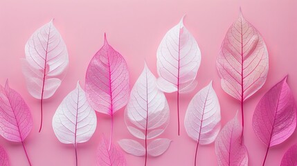 botanical print leaf outline and silhouette modern pink and white --ar 16:9 Job ID: 55af0dbc-87ba-4b82-a76c-7654e662da0f