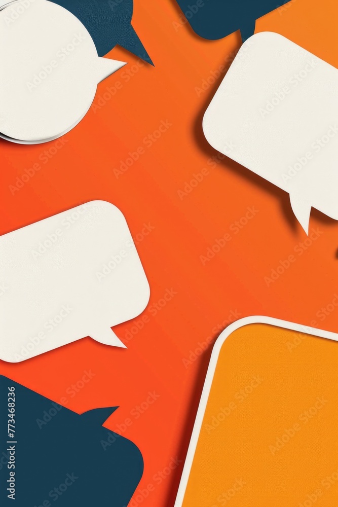 Poster Speech bubbles on a table, suitable for communication concepts