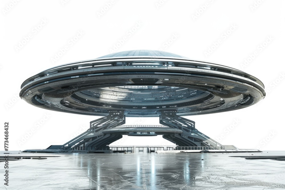 Poster a modern architectural building with a large dome, perfect for technology or innovation concepts