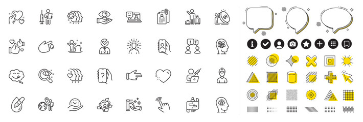 Set of Friends couple, Vaccination appointment and Airport transfer line icons for web app. Design elements, Social media icons. Like, Outsource work, Inflation icons. Vector - obrazy, fototapety, plakaty