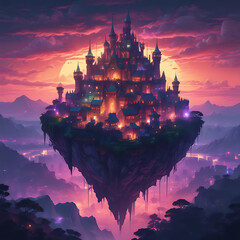a castle in the sky, featured on pixiv, fantasy art, concept art, official art, high detailed