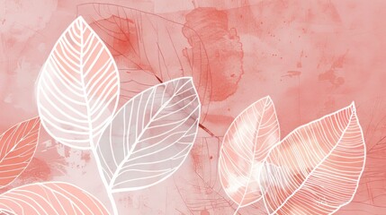 botanical print leaf outline and silhouette modern pink and white --ar 16:9 Job ID: d61e7afc-21d0-440d-828c-83e071a0104e