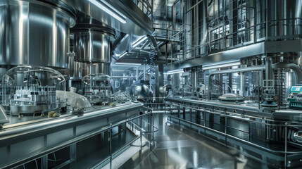 Obraz premium A state-of-the-art laboratory with gleaming stainless-steel surfaces and high-tech equipment that buzzes with untapped potential