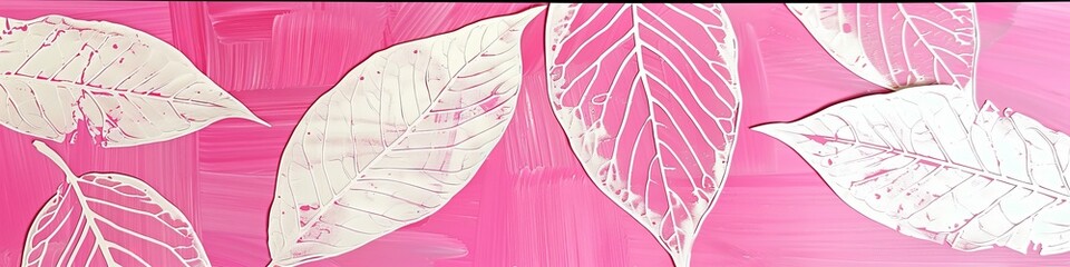 botanical print leaf outline and silhouette modern pink and white --ar 4:1 Job ID: f523bb42-6659-4e12-b18f-8f77893c1a7e