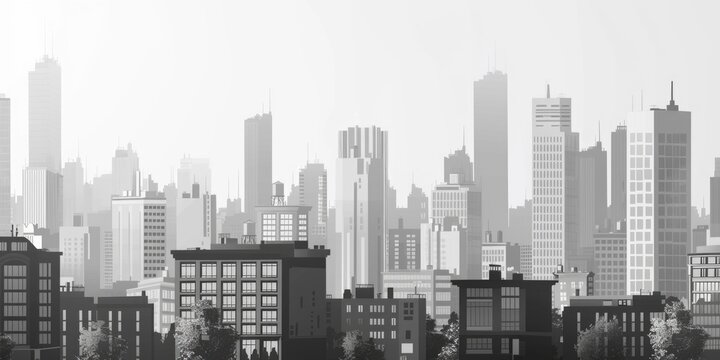 Fototapeta A stunning black and white photo of a city skyline. Perfect for urban design projects