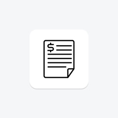 Invoice icon, bill, payment, receipt, purchase, editable vector, pixel perfect, illustrator ai file