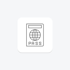 Passport icon, travel, document, identification, visa, editable vector, pixel perfect, illustrator ai file