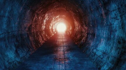 A dark tunnel with a light shining at the end. Can be used to symbolize hope and overcoming...