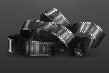 Fototapeta na wymiar Classic black and white photo of a film roll. Ideal for photography or vintage concepts
