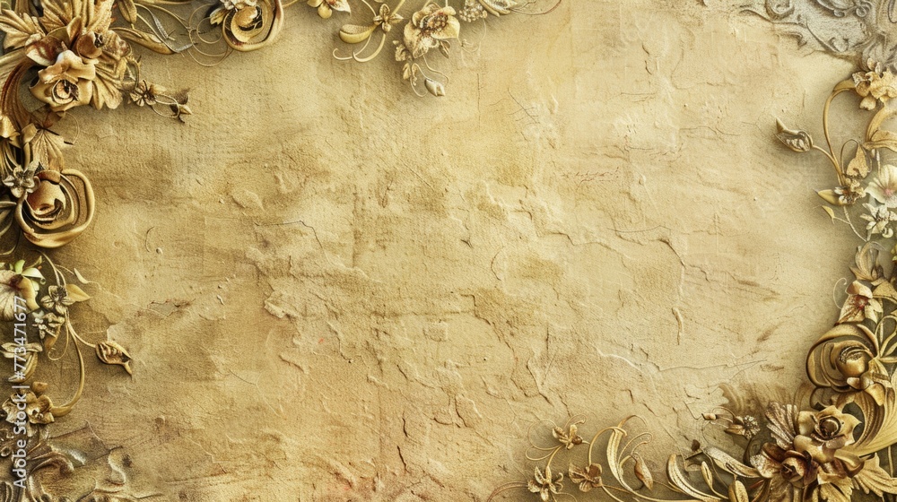 Poster Elegant gold frame with intricate floral and vine design, perfect for adding a touch of sophistication to any project