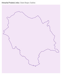 Himachal Pradesh, India. Simple vector map. State shape. Outline style. Border of Himachal Pradesh. Vector illustration.