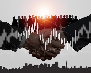 Group of multinational people for financial technology concept.