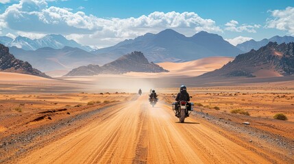 Explore new horizons and unlock the secrets of the past on our classic motorbike tour, where every turn reveals a world of pastel wonders. - obrazy, fototapety, plakaty