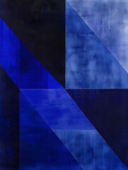Naklejka premium A blue and black abstract painting with a blue and white triangle