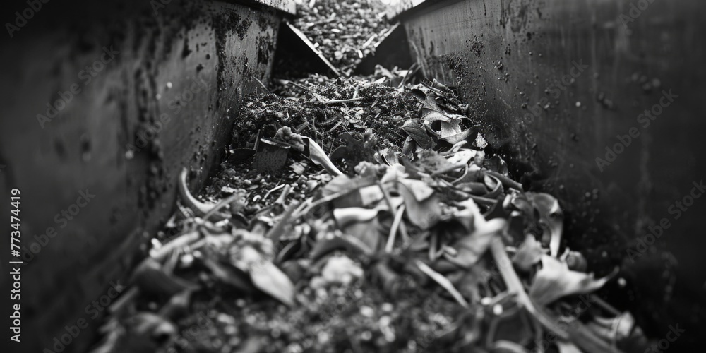 Poster A monochrome image of a pile of trash, suitable for environmental concepts