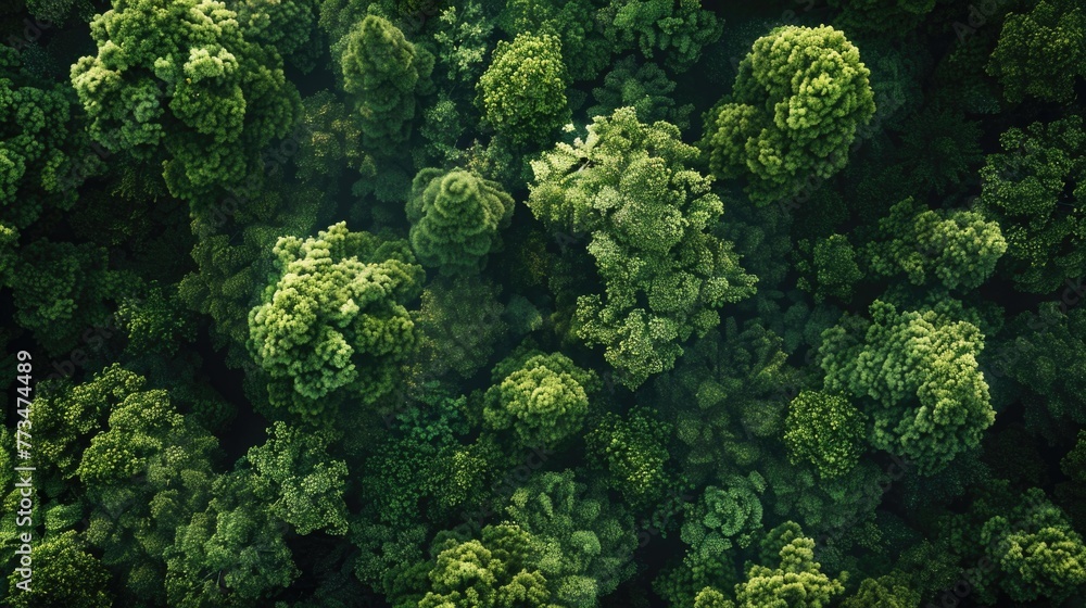 Poster a group of green trees in a forest. suitable for nature-themed projects