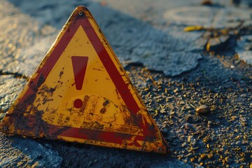 A yellow triangle with a red exclamation mark, caution symbol. Suitable for safety and warning concepts