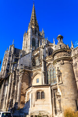 Fototapeta na wymiar The church of Saint-Maclou church in Rouen, France. One of the best examples of the Flamboyant style of Gothic architecture in France