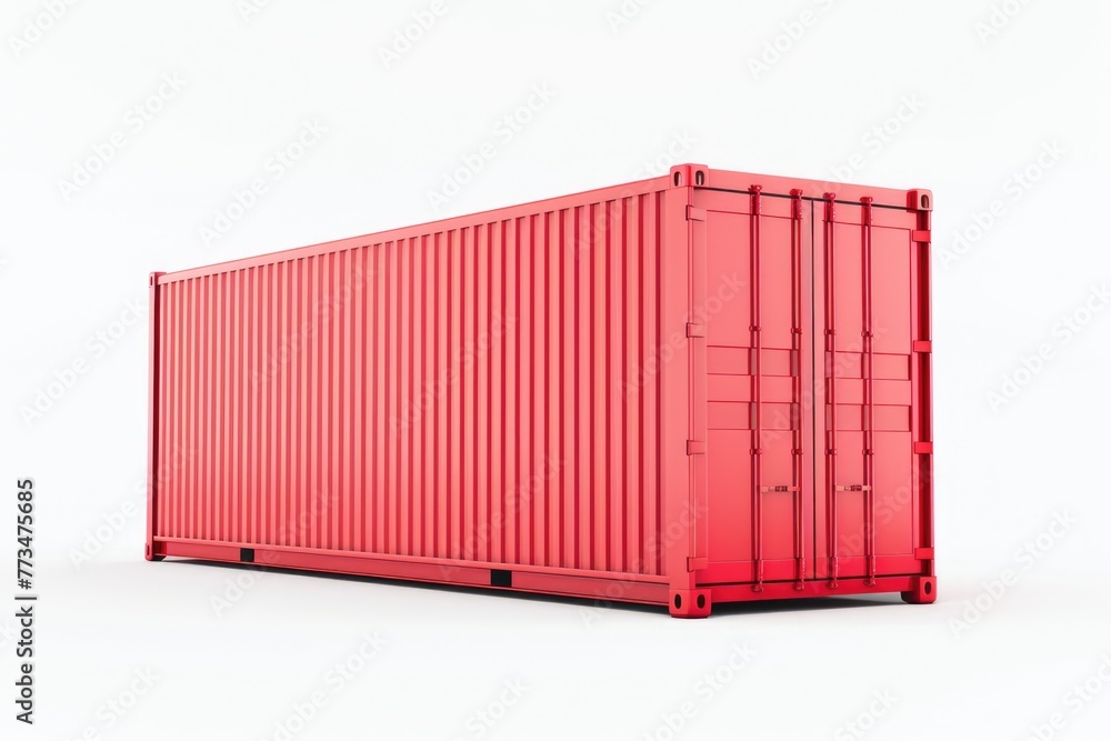 Poster a red container sitting on a white surface. ideal for industrial and storage concepts