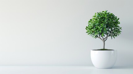 A potted plant sitting on top of a white table. Ideal for interior design concepts