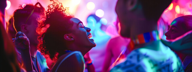 summer festival girl at a rave party outside enjoying life
