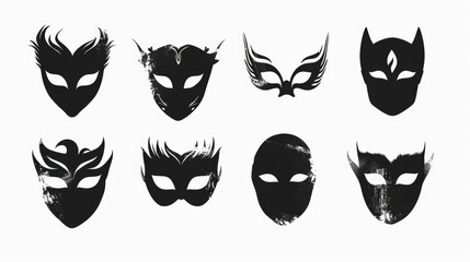 Set of six masks with unique designs, perfect for themed parties or masquerade events
