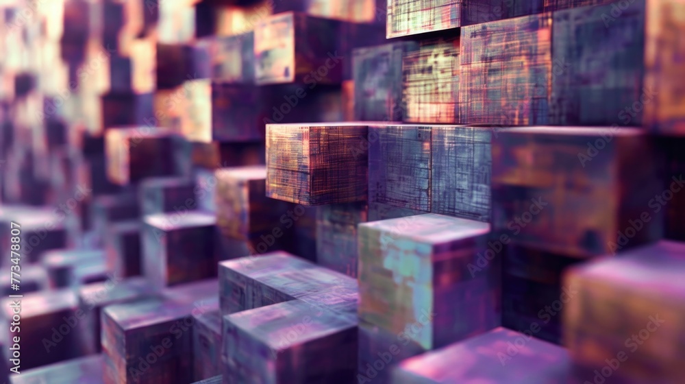 Poster A unique abstract composition of stacked cubes. Perfect for modern design projects