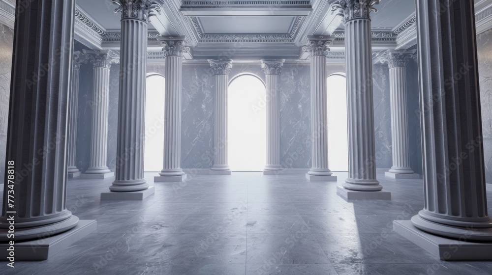 Aufkleber A simple image of an empty room with columns and windows. Suitable for various design projects