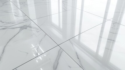 White marble floor with a view of a window in the background. Suitable for interior design concepts