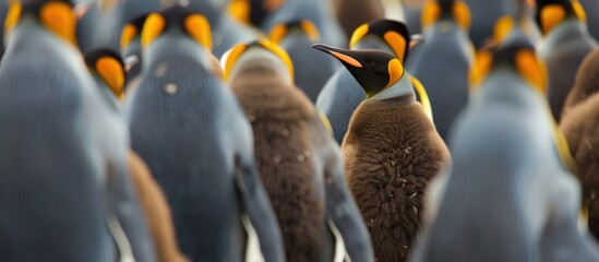 portrait of a group of penguins at the north pole - obrazy, fototapety, plakaty