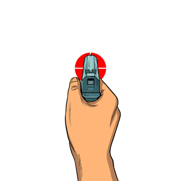 hand holding gun aiming at target clip art preview