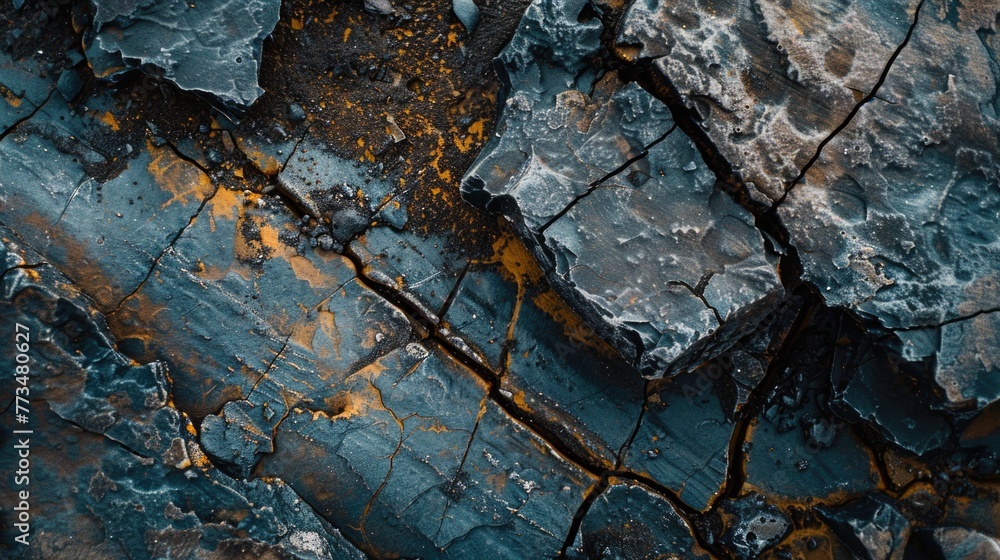 Poster close up of a rock with paint, suitable for backgrounds or texture images