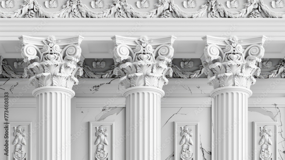 Poster Detailed view of a building with columns, suitable for architectural projects