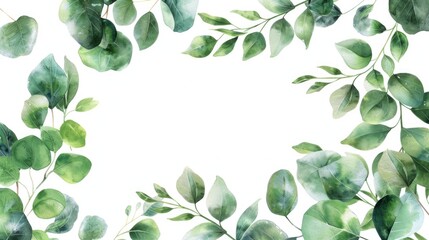 Vibrant watercolor painting of green leaves on a white background. Suitable for botanical designs and nature-themed projects