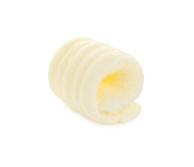 One tasty butter curl isolated on white