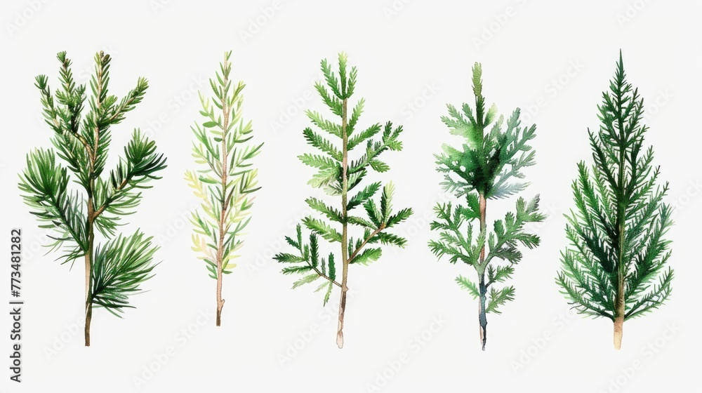 Poster A collection of four different types of trees. Ideal for nature and environmental concepts