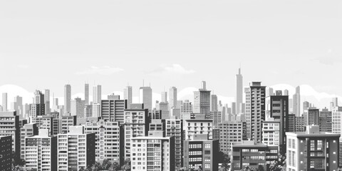 Black and white photo of tall city buildings, suitable for urban concepts