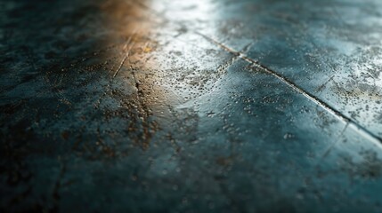 Close up view of a wet floor, perfect for illustrating safety precautions - obrazy, fototapety, plakaty